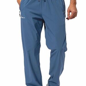 Pudolla Men's Workout Athletic Pants Elastic Jogging Running Pants Size L Blue